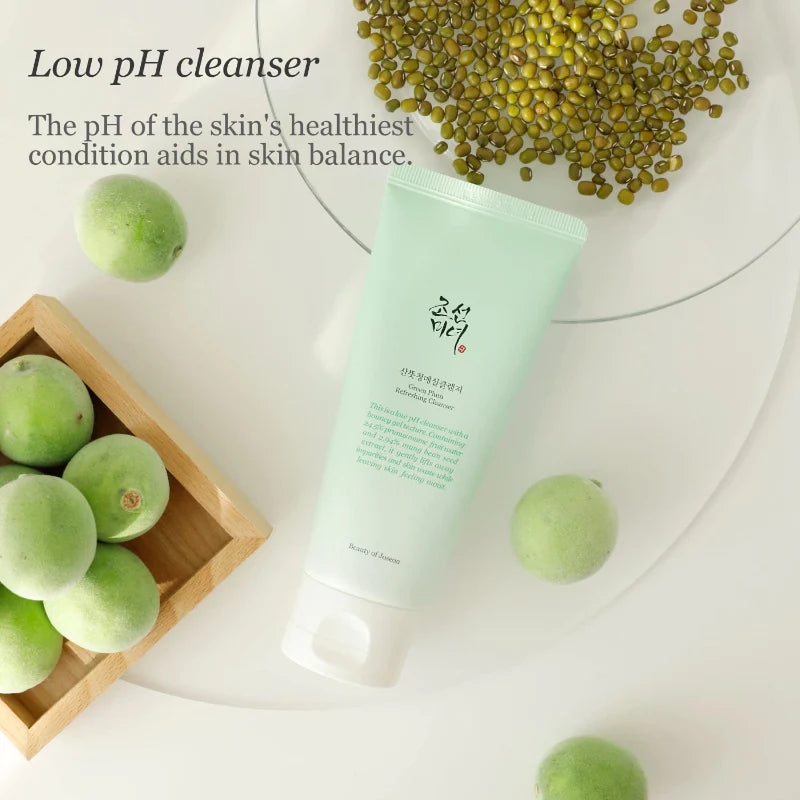 Green Plum Refreshing Cleanser.The Green Plum Refreshing Cleanser is a facial cleanser containing plant-derived extracts obtained from plum and mung bean seeds with a slightly acidic formula that helps to cleanse the face without damaging the skin&
